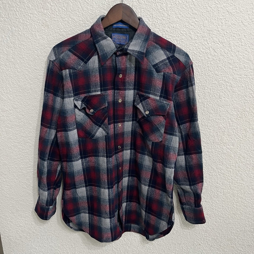 VINTAGE Pendleton High Grade Western Wear Shirt Wool Pearl Snap Men's Medium 90s